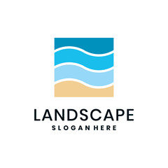 Abstract sea landscape design logo template