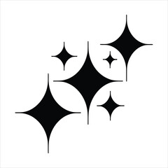 Minimalist Sparkle Stars Vector Icon - Black Geometric Starburst Illustration