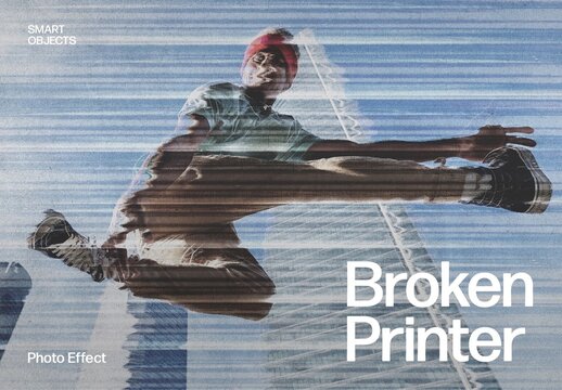 Broken Printer Photo Effect Template for Old, Rough & Analog Photocopy Paper Effects