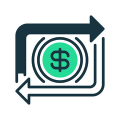 Cash Flow Line Icon, Outline Symbol for Financial Management, Business Transactions, Revenue Tracking, Expense Control, and Accounting Strategy. Vector Sign Icon