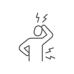 Back and head pain icon Thin line editable stroke symbol showing physical stress symptoms of mental burnout and overwork