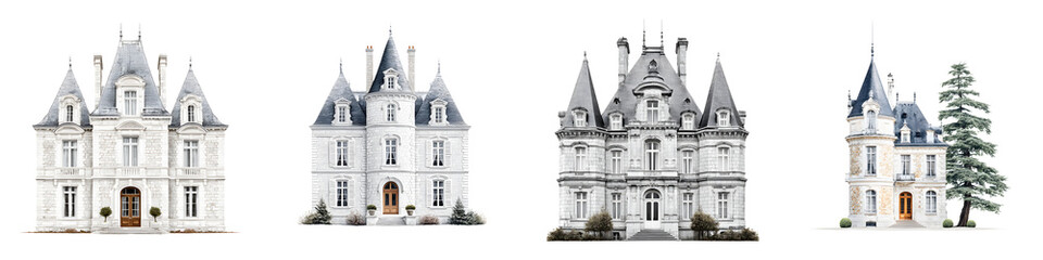 Obraz premium Ornate historic castles and chateaus in European architectural style