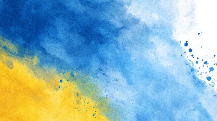 Hand-painted watercolor vector texture in blue and yellow hues, ideal as a minimalistic summer-themed design background