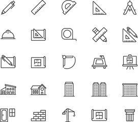 Modern Architecture Line Icons Set – EPS Vector

A clean and modern set of architecture-related line icons in EPS vector format. Includes various building structures, construction elements, tools, 

