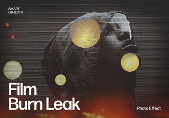 Abstract Film Burn Photo Effect Template for Analog Camera Effects with Creative Overlays