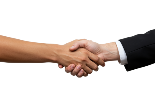 Business partners shake hands in agreement against a PNG background for illustration, handshake, agreement, deal, partnership, collaboration, business, success, corporate, team, teamwork, meeting, sup
