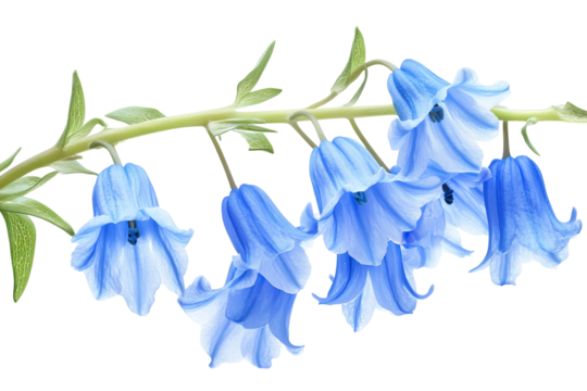 High-resolution bluebell flower PNG cutout on transparent background for versatile spring botanical designs and seamless graphic overlays