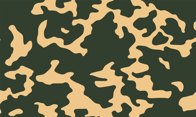 Seamless beige and khaki green camouflage pattern with abstract organic shapes, perfect for military themes, fashion design, textile prints, or digital backgrounds.