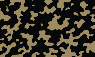Seamless beige and black camouflage pattern with abstract organic shapes, perfect for military themes, fashion design, textile prints, or digital backgrounds.

