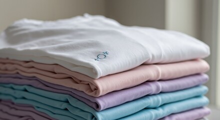 Soft Cotton T-Shirts Stacked in Pastel Colors for Casual Wear and Everyday Comfort