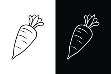 Minimal Line Art Parsnip Icon. Outline Vector for Web and Print Use