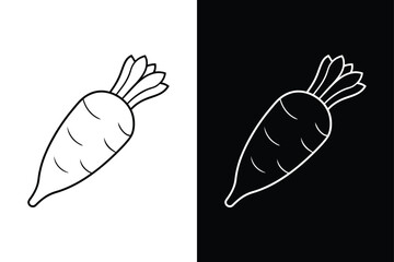 Black and White Parsnip Line Icon. Labeled Root Vegetable Vector Art
