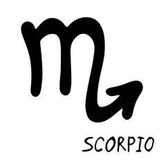 Hand drawn scorpio zodiac sign Esoteric symbol doodle Astrology clipart Element for design