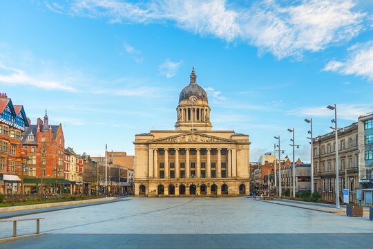 Downtown Nottingham city skyline, cityscape of England
