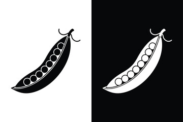 Peas Vegetable Vector Icon. Minimal Silhouette Style in Black White