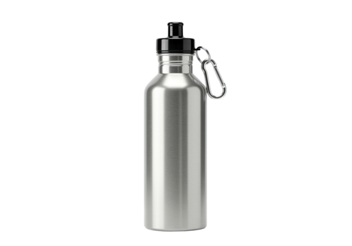 Stainless steel water bottle isolated on PNG background perfect for hydration and healthy lifestyle, water bottle, stainless steel, hydration, drink, healthy, lifestyle, reusable, eco-friendly, bott