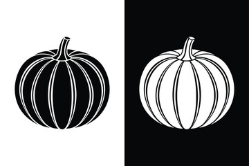 Minimalist Pumpkin Vector Icon. Flat Silhouette Design for Vegetables