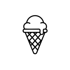 Melting ice cream cone icon in black line style