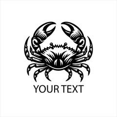Black Vector Crab Logo Isolated on White Background for Seafood Branding