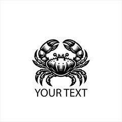 Fototapeta premium Black Vector Crab Logo Isolated on White Background for Seafood Branding