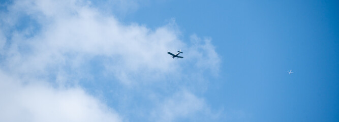 Airplane Flight Cloud Blue Sky Aviation Transportation Jet Scenic Skyview Motion Altitude Aerial View Plane