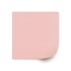 Fototapeta premium Minimal pink sticky note with a curled bottom corner, isolated on a white background, ideal for reminders, office stationery, planning, organization, notes, message boards, and minimal design concepts