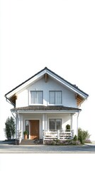 Two-Story House with Porch and Gabled Roof