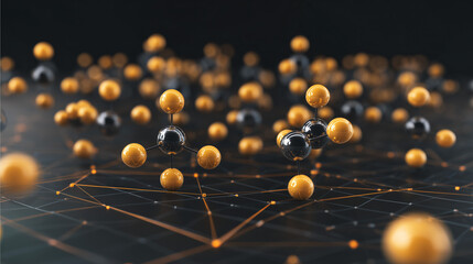 Obraz premium Floating atoms in crystalline formation, symbolizing quantum innovation and scientific discovery