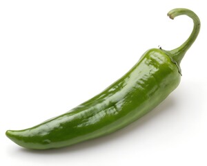 Whole Fresh Green Chili Pepper On Clean White Background Surface