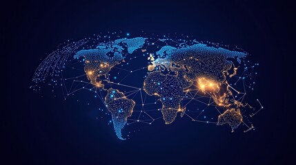  An Abstract Vector Graphic of Planet Earth Made from Glowing Data Connections, Symbolizing Global Connectivity and Digital Transformation in Business, Packed with Modern Technology and Endless Possib