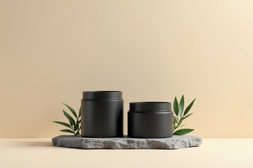 Plant in pot and vase displayed on the wall with containers and colorful design elements