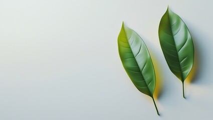 green leaves on white background