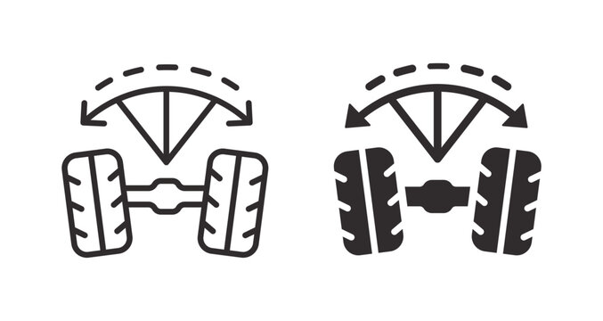 Wheel alignment icons. Symbol of tire fitting and repair. Vector illustration.