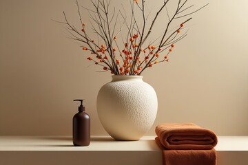 Vase of colorful flowers arranged in a peaceful still life setting