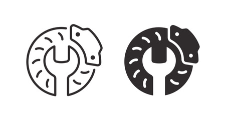 Brake service and repair icons. Vector illustration.