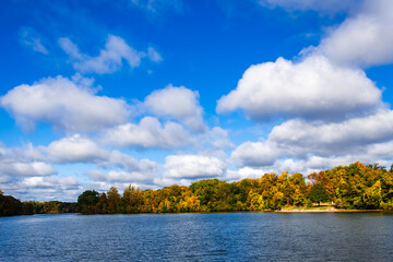 autumn landscape over the river