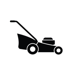 Lawn mower icon black silhouette illustration