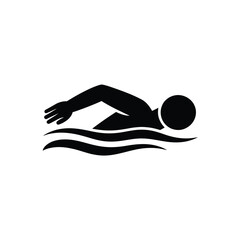 Simple icon of person swimming freestyle