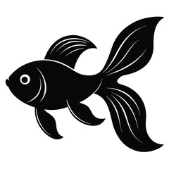 Fototapeta premium Black Silhouette Goldfish Vector 