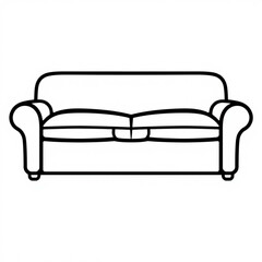 Illustration of a comfortable couch sofa for living room furniture design and home decor ideas outline style