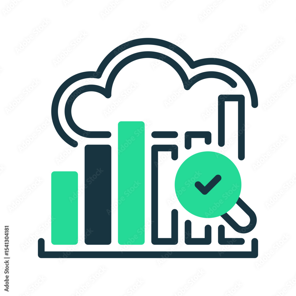 Aufkleber cloud data analysis line icon. linear style sign for mobile concept and web design. outline vector i