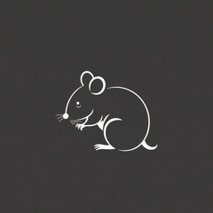 White line art drawing of a cute mouse rodent illustration on dark background animal vector design image