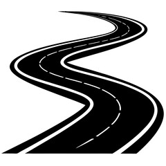 Winding road black and white illustration
