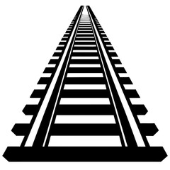Black and white railroad tracks perspective