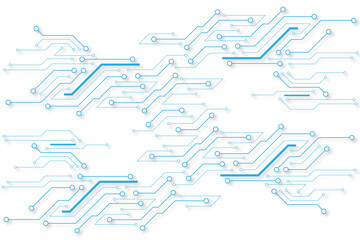 Abstract digital technology futuristic internet network speed connection white and blue background. Technology background with crossed lines and dots.