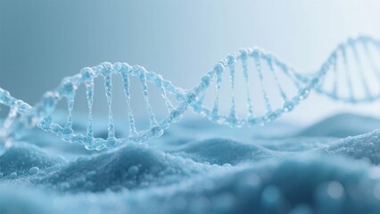 Close-up of a DNA double helix structure against a soft, textured background