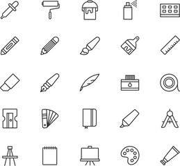 Art Tools Line Icons Set