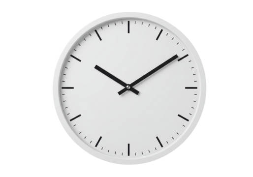Isolated Minimalist White Wall Clock