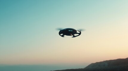 Drone flight at sunrise