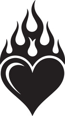 Flaming heart silhouette design graphic